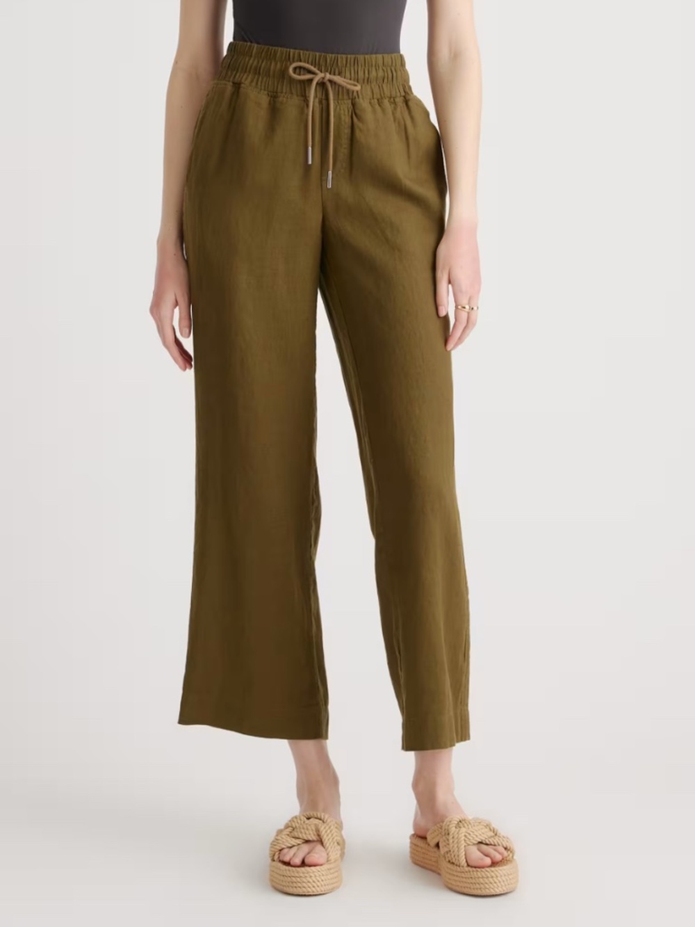 Quince 100% European Linen Wide Leg Pants XL in Olive